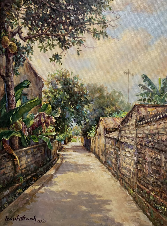 Con đường làng được hàng rêu phong bao phủ (Ảnh: Lê Anh Thanh)